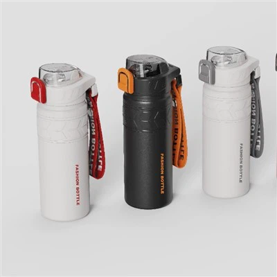 Флип топ от неръждаема стомана спортна бутилка с вода със слама